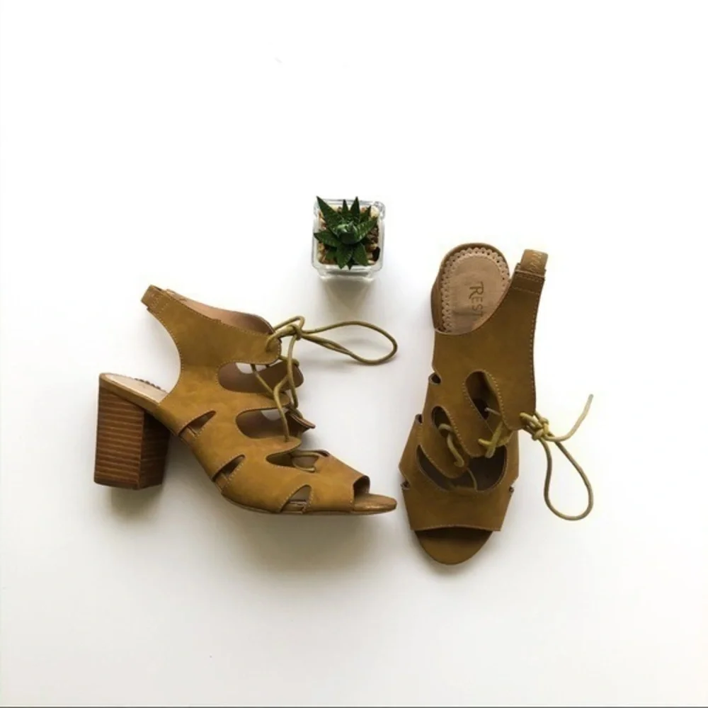 Restricted Lace Up Block Heel